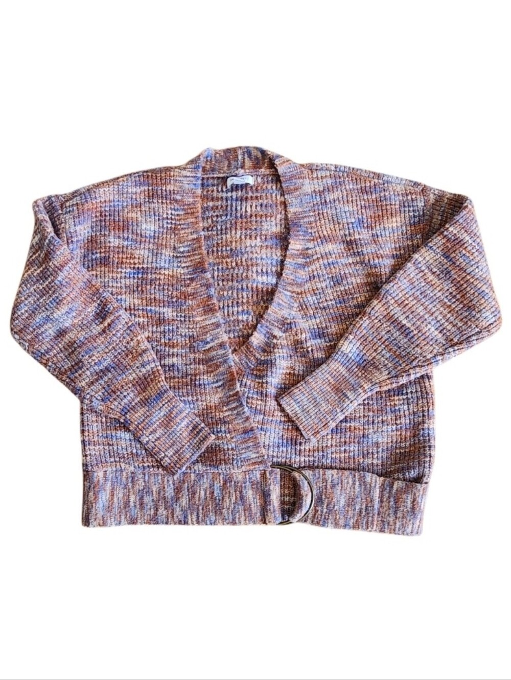 Nine West Multicolor Wrap Cardigan in Peach, Blue & Cream